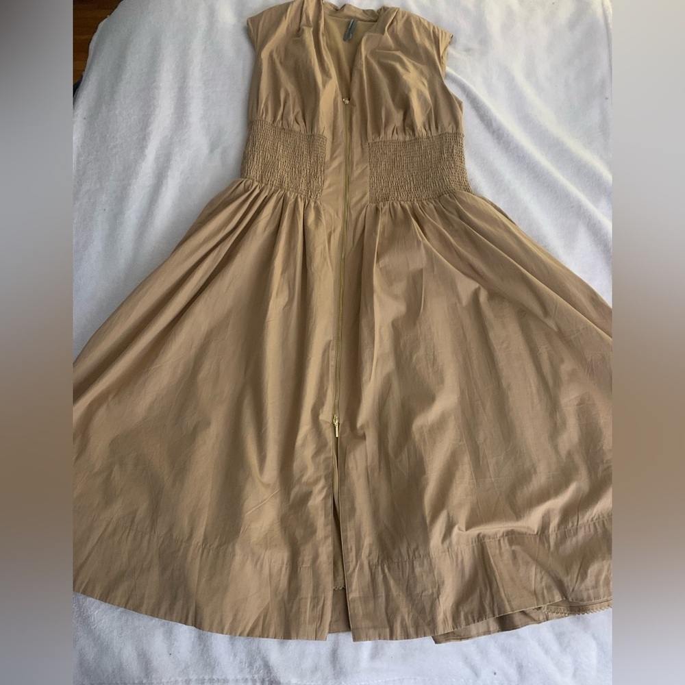 Anthropologie Tommie Cap Sleeve Smocked Front Zip 100% Cotton Plus Size Dress 1X - Picture 10 of 16